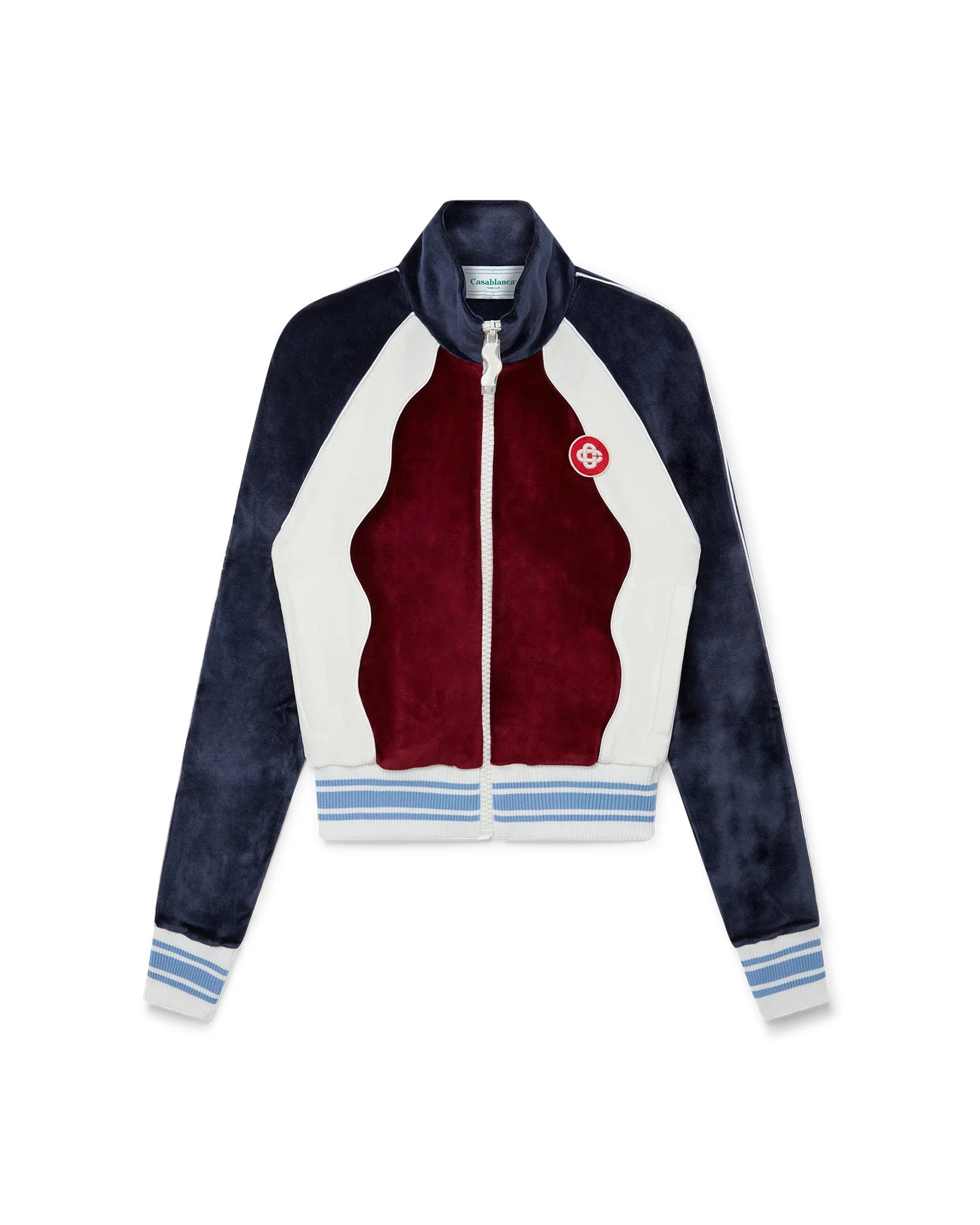 Burgundy Velour Panelled Track Jacket