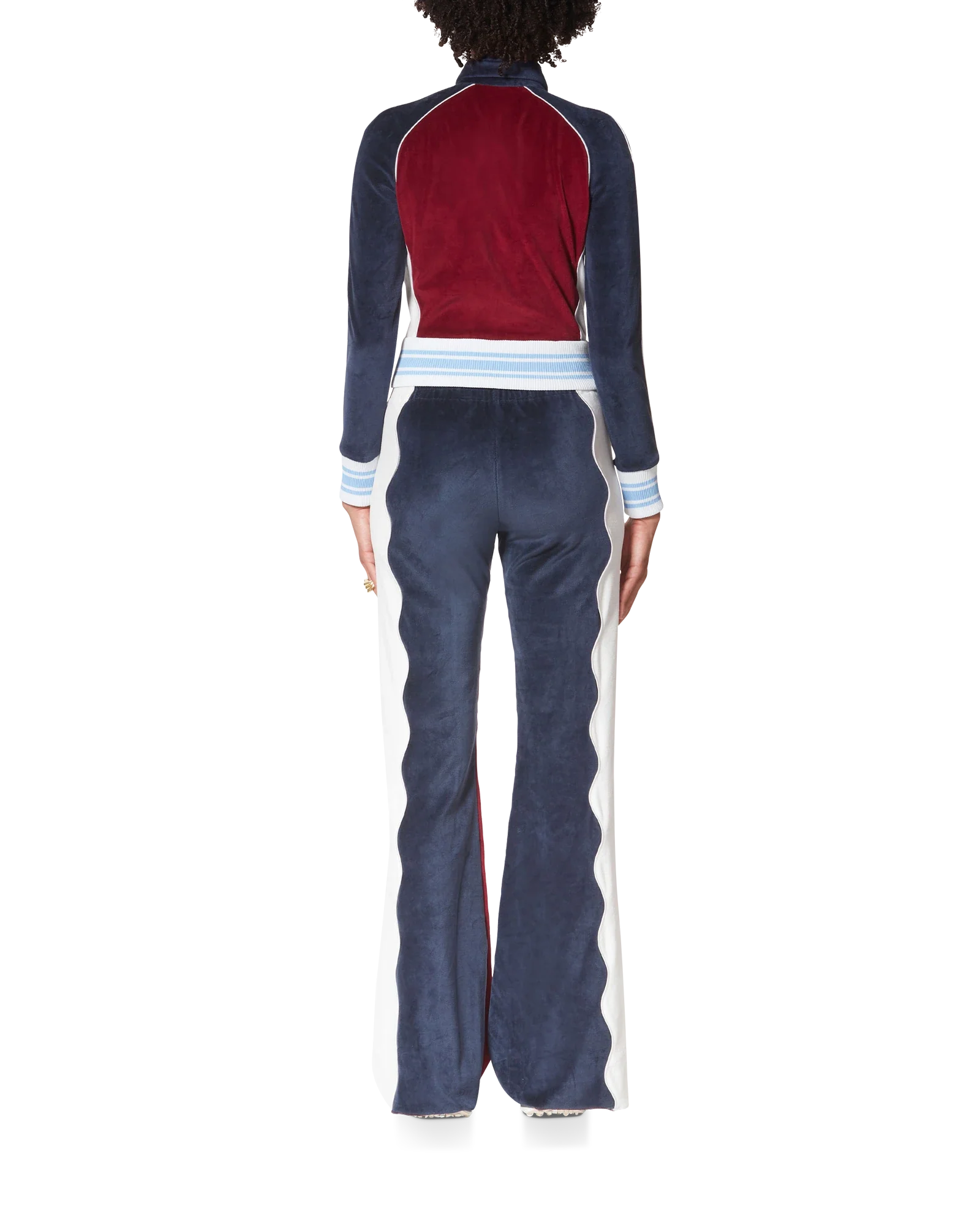 Burgundy Velour Panelled Track Jacket - 图片 4