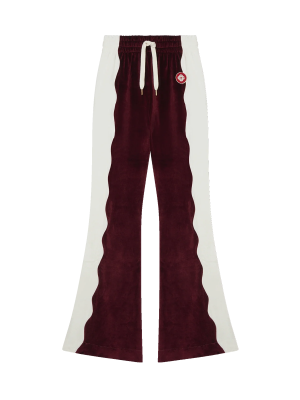Burgundy Velour Panelled Track Pant