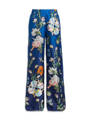 Ping Pong Fleurie Nuit Silk Trousers