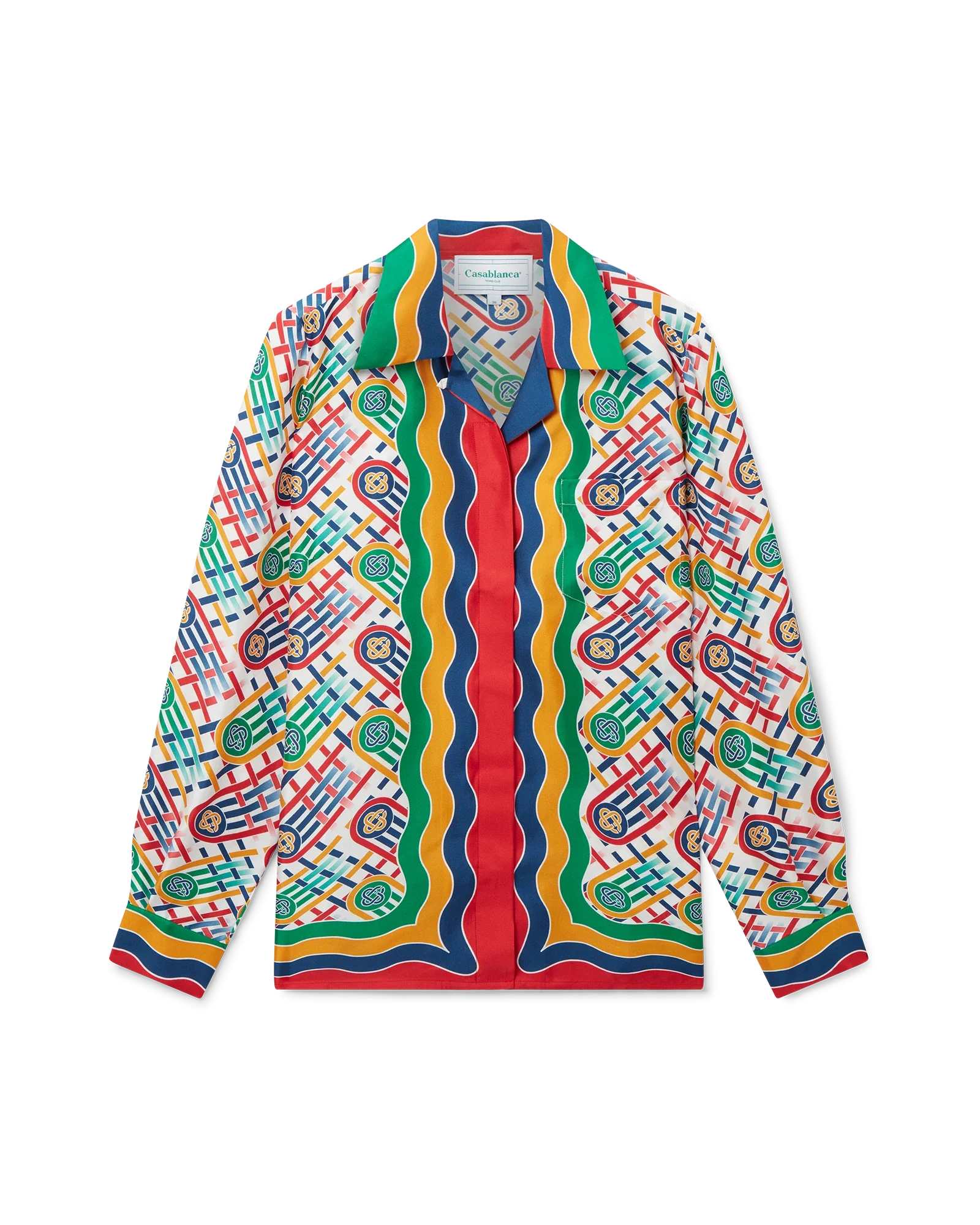 Tennis Monogram Long Sleeve Silk Shirt