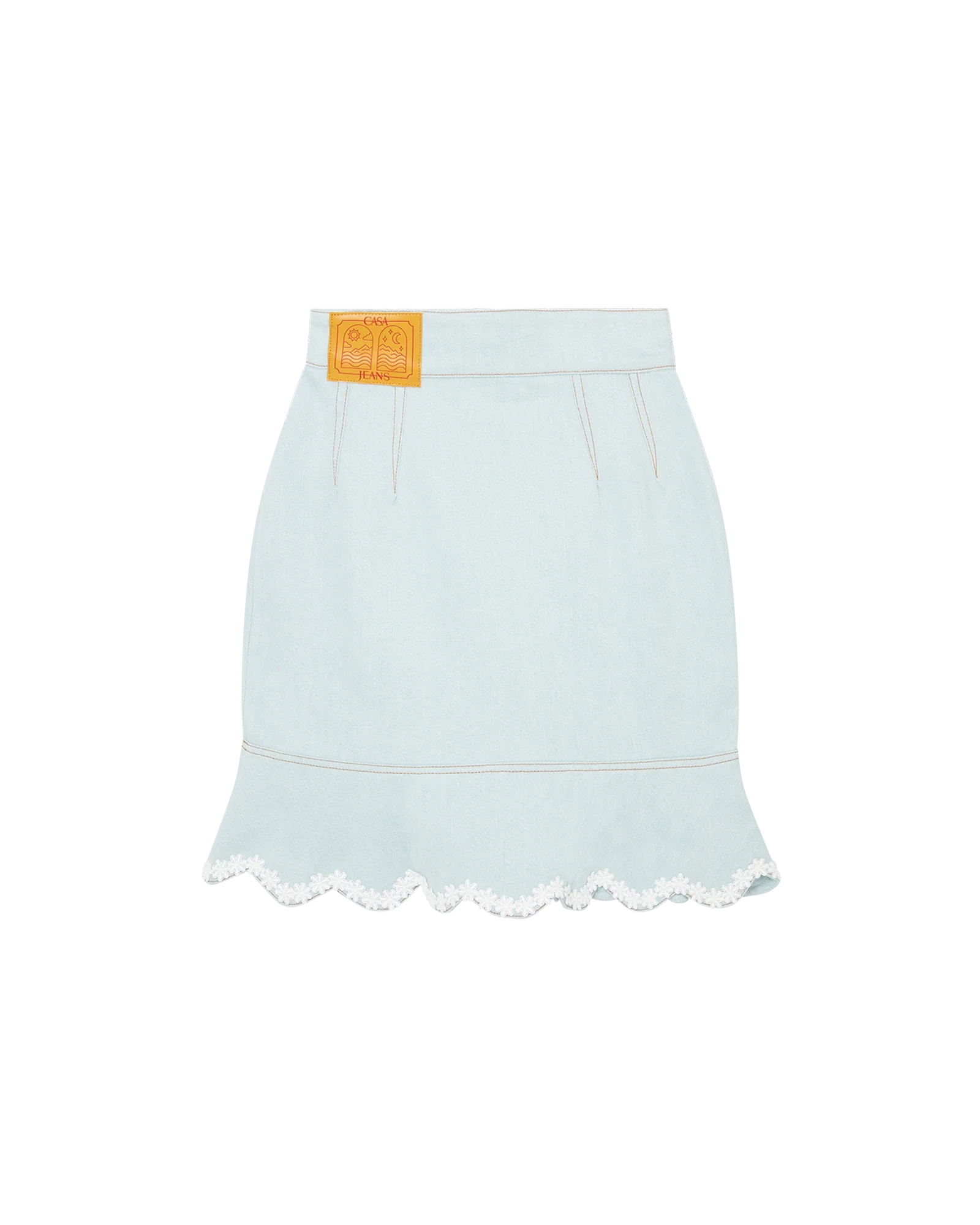 Scalloped Hem Denim Mini Skirt - 图片 2