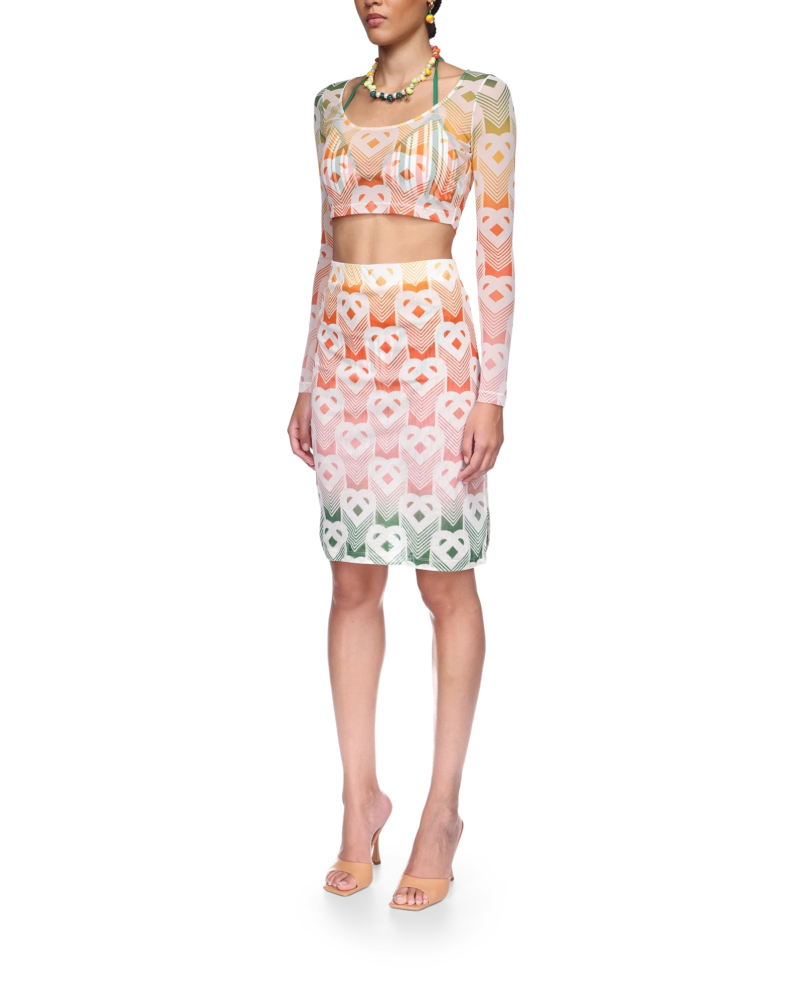 Gradient Heart Monogram Mesh Top - 图片 3