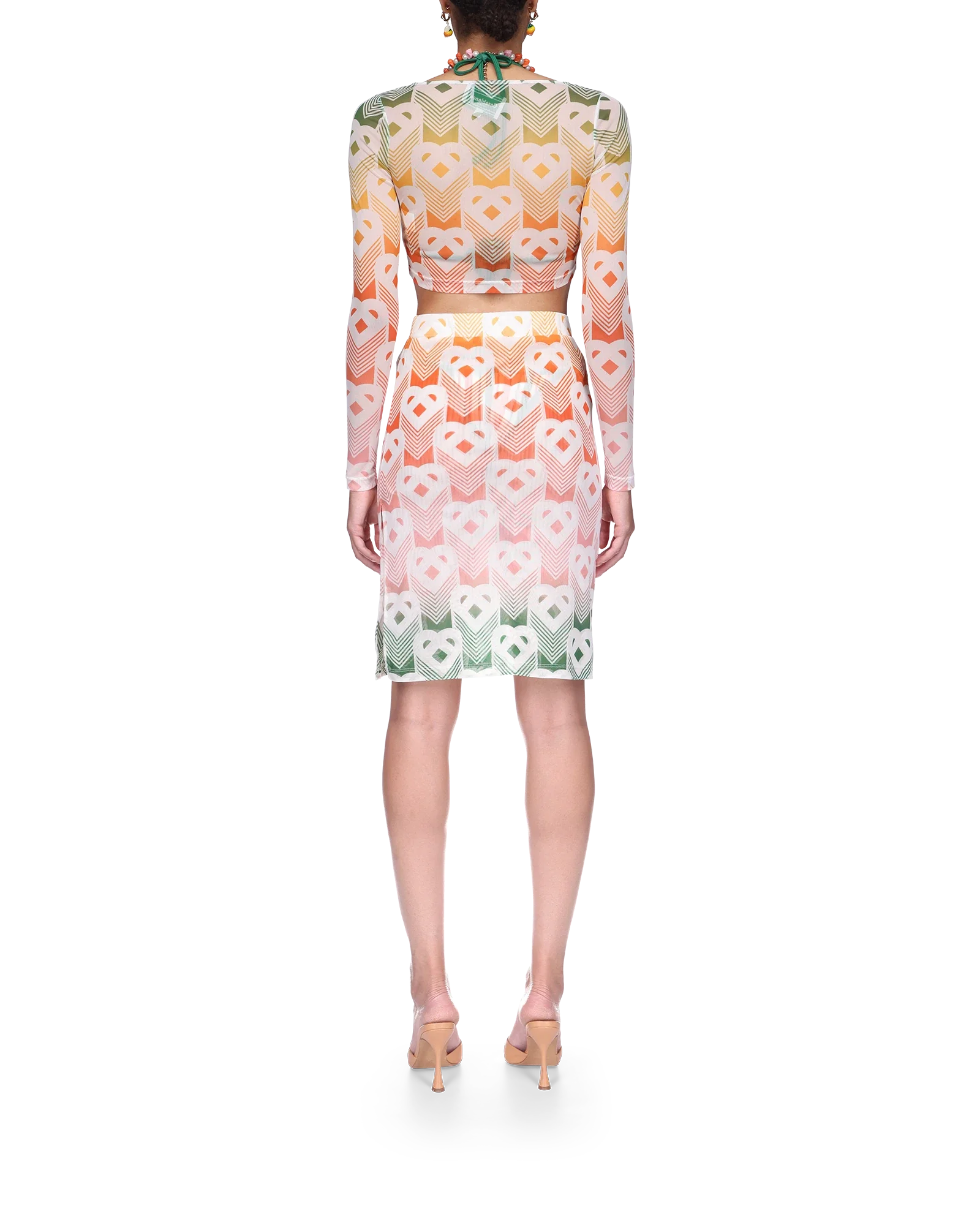 Gradient Heart Monogram Mesh Top - 图片 4