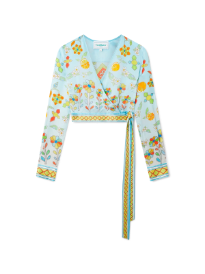 Yoruba Flowers Wrap Long Sleeve Blouse