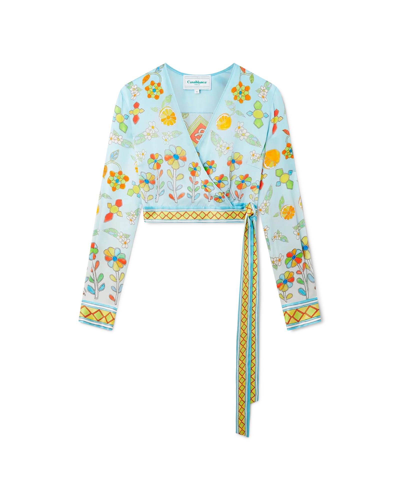Yoruba Flowers Wrap Long Sleeve Blouse