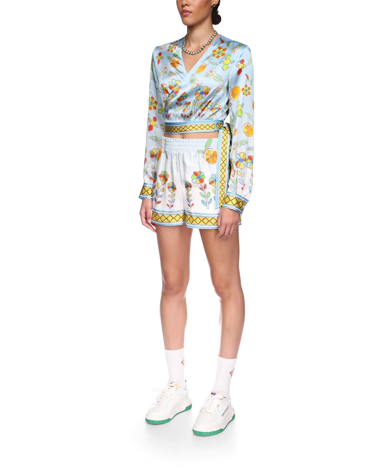 Yoruba Flowers Wrap Long Sleeve Blouse - 图片 3