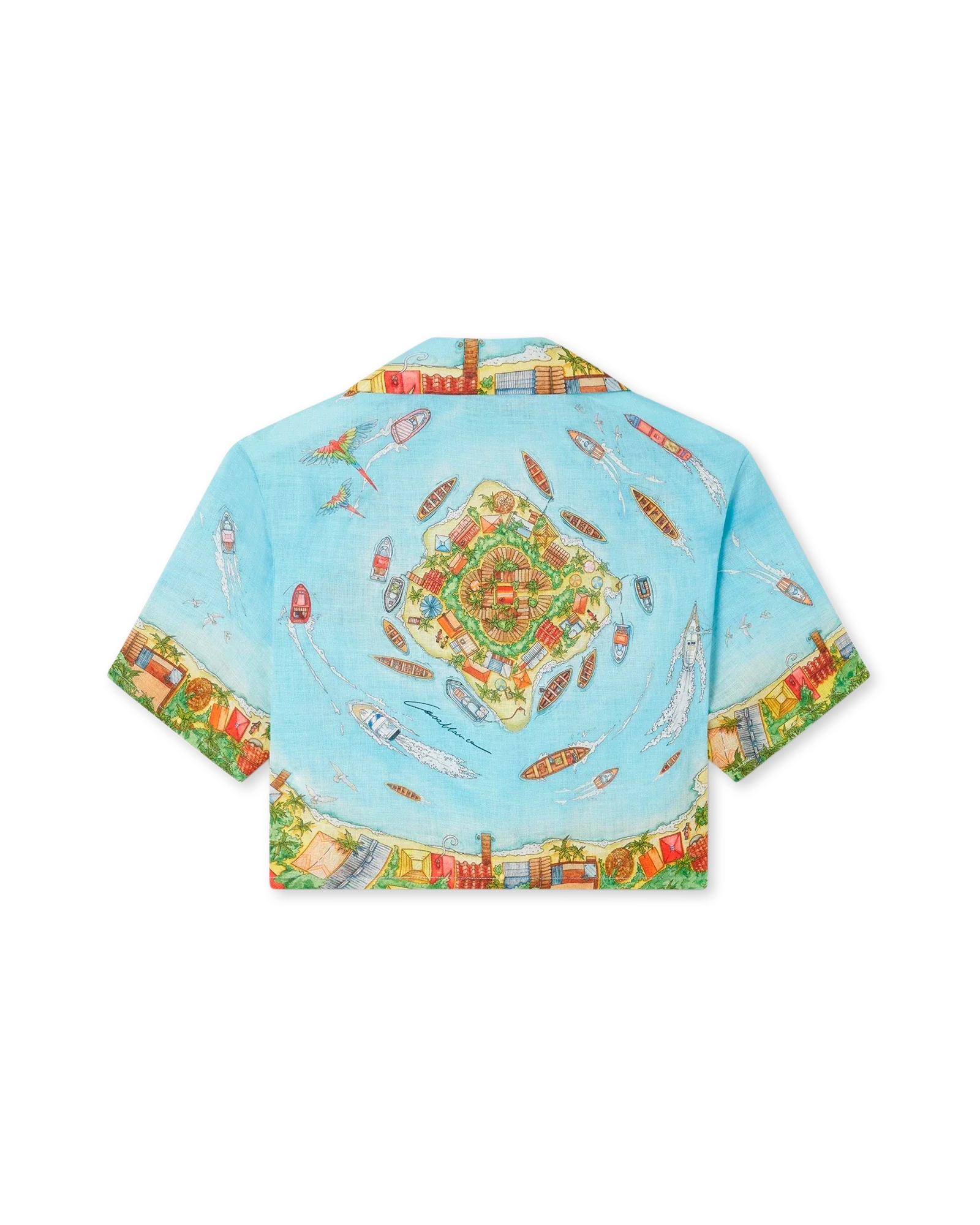 Maison Sur Piloti Cropped Short Sleeve Linen Shirt - 图片 2