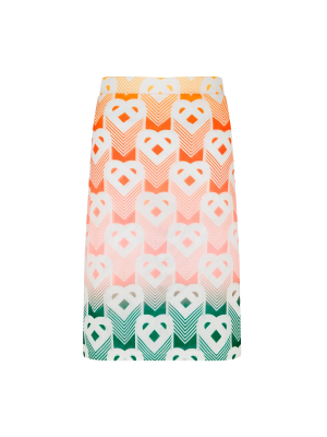 Gradient Heart Monogram Mesh Skirt