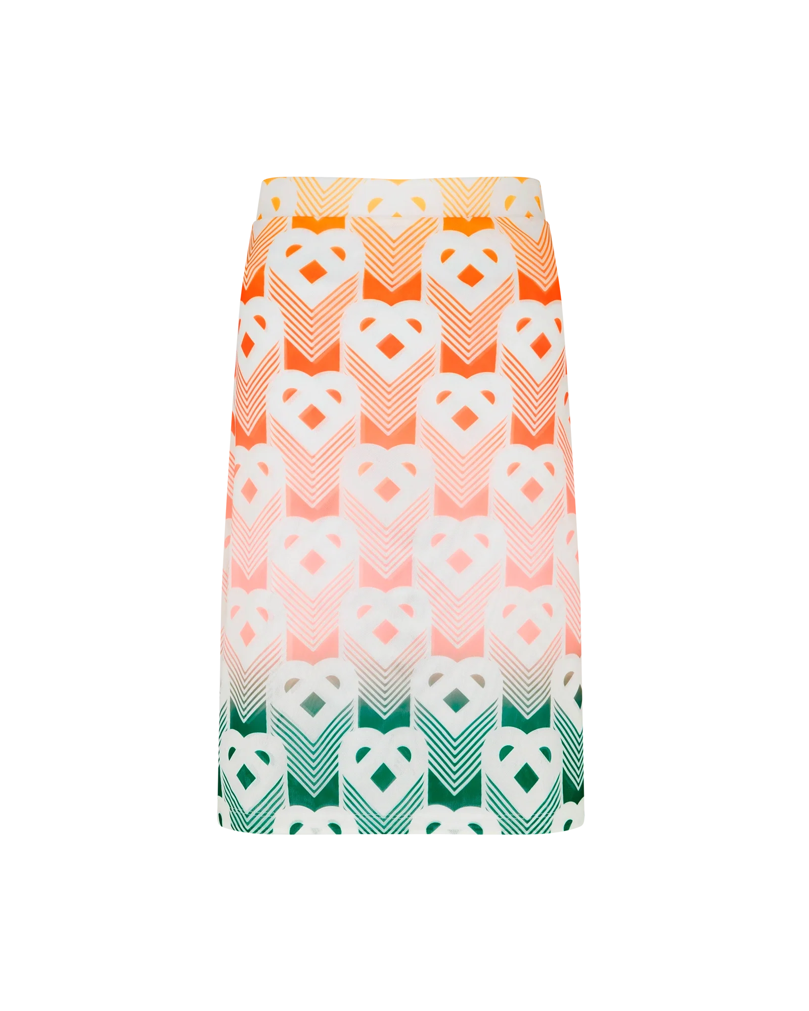 Gradient Heart Monogram Mesh Skirt
