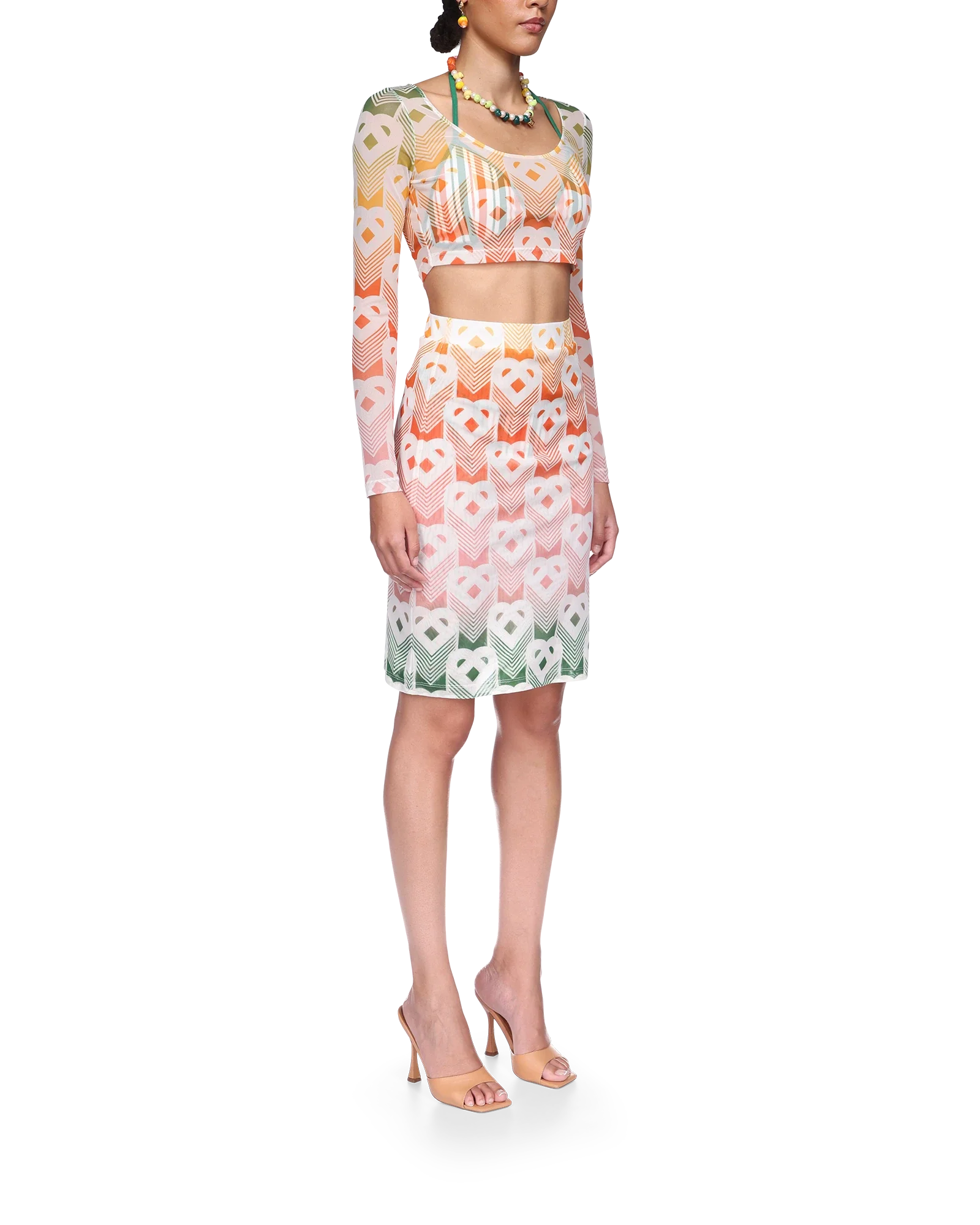 Gradient Heart Monogram Mesh Skirt - 图片 6