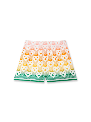Gradient Heart Monogram Silk Shorts