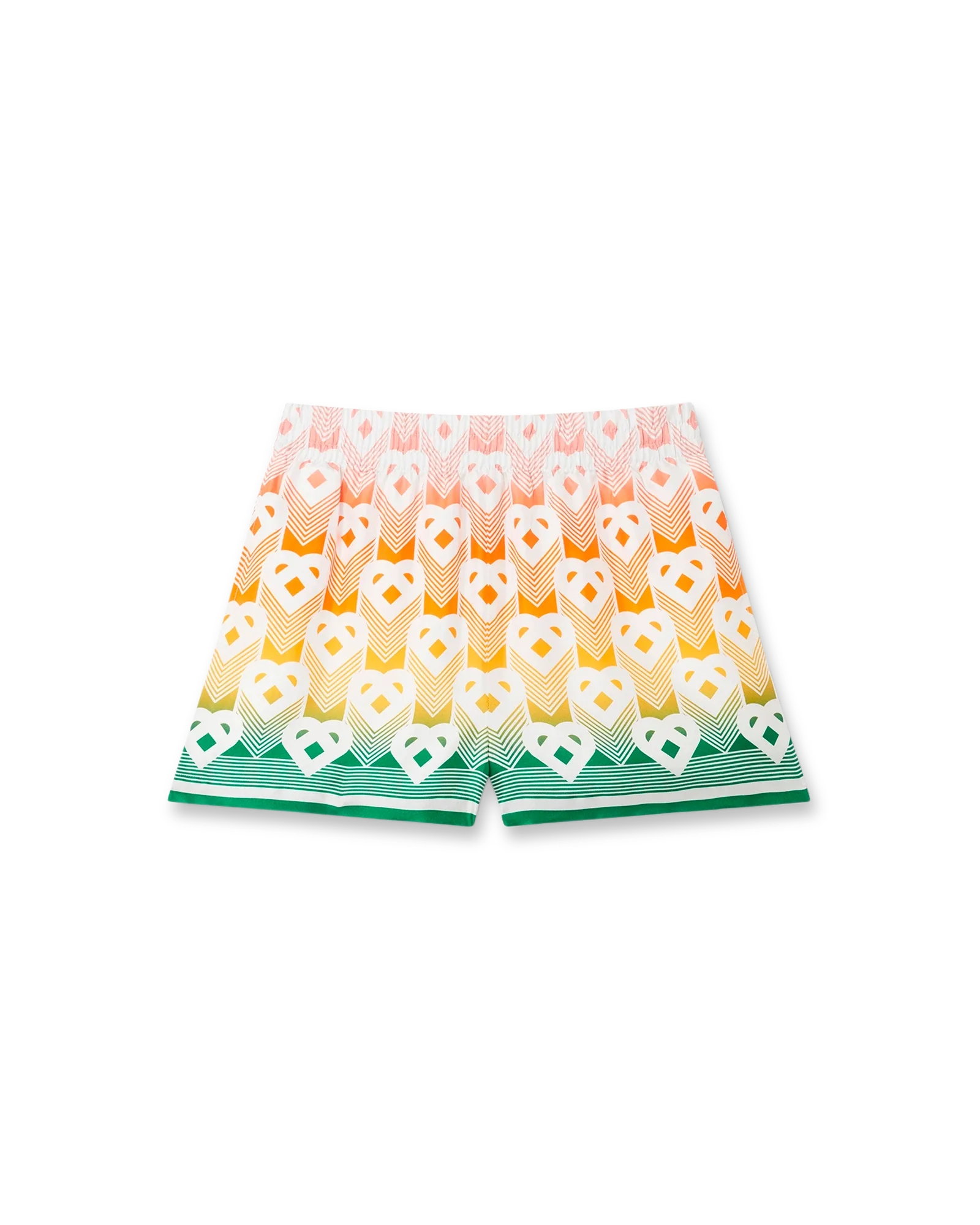 Gradient Heart Monogram Silk Shorts