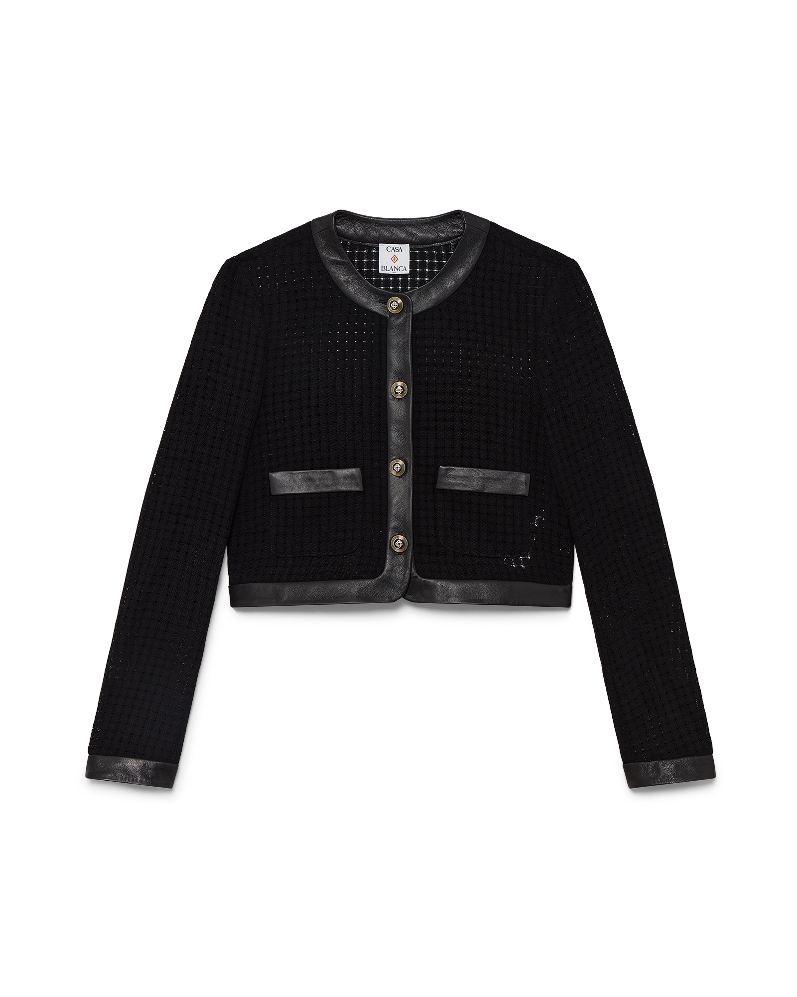 Open Weave Cropped Tailored Jacket