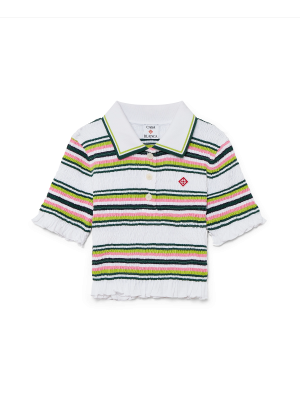 Stripe Cropped Polo Shirt