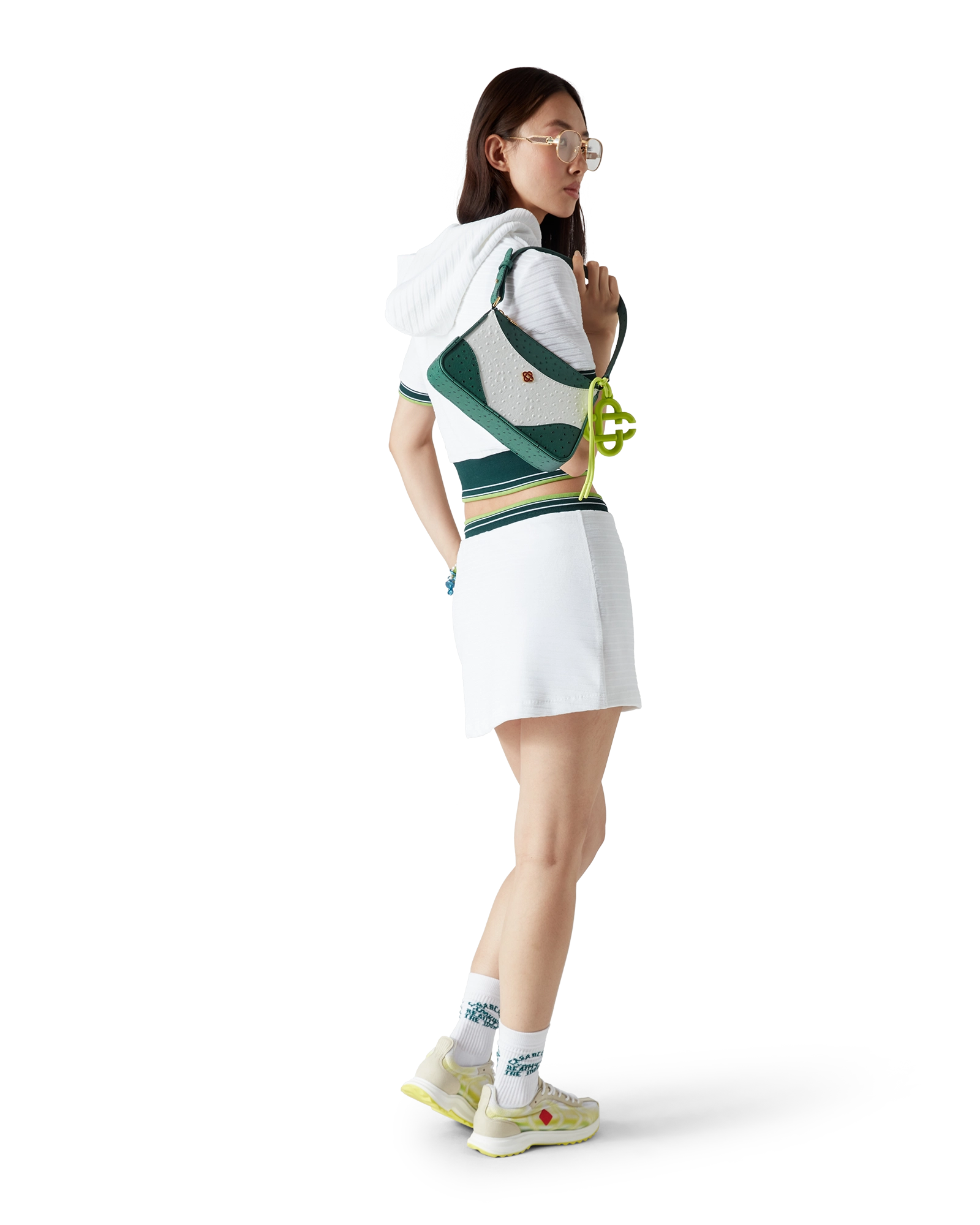 Textured Velour Tennis Cropped Hooded Top - 图片 3