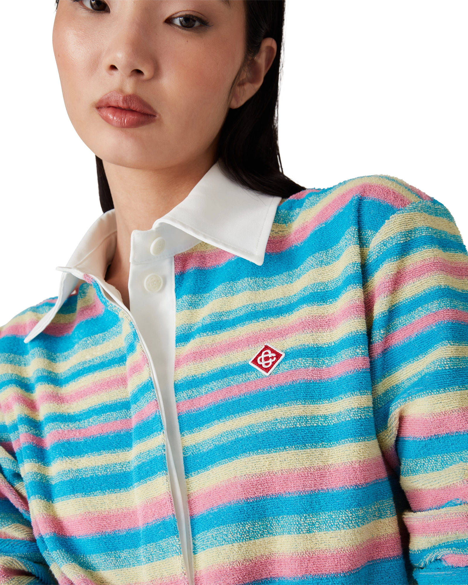 Stripe Towelling Polo Shirt - 图片 5