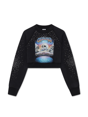 La Prémonition Crystal Embellished Cropped Sweatshirt
