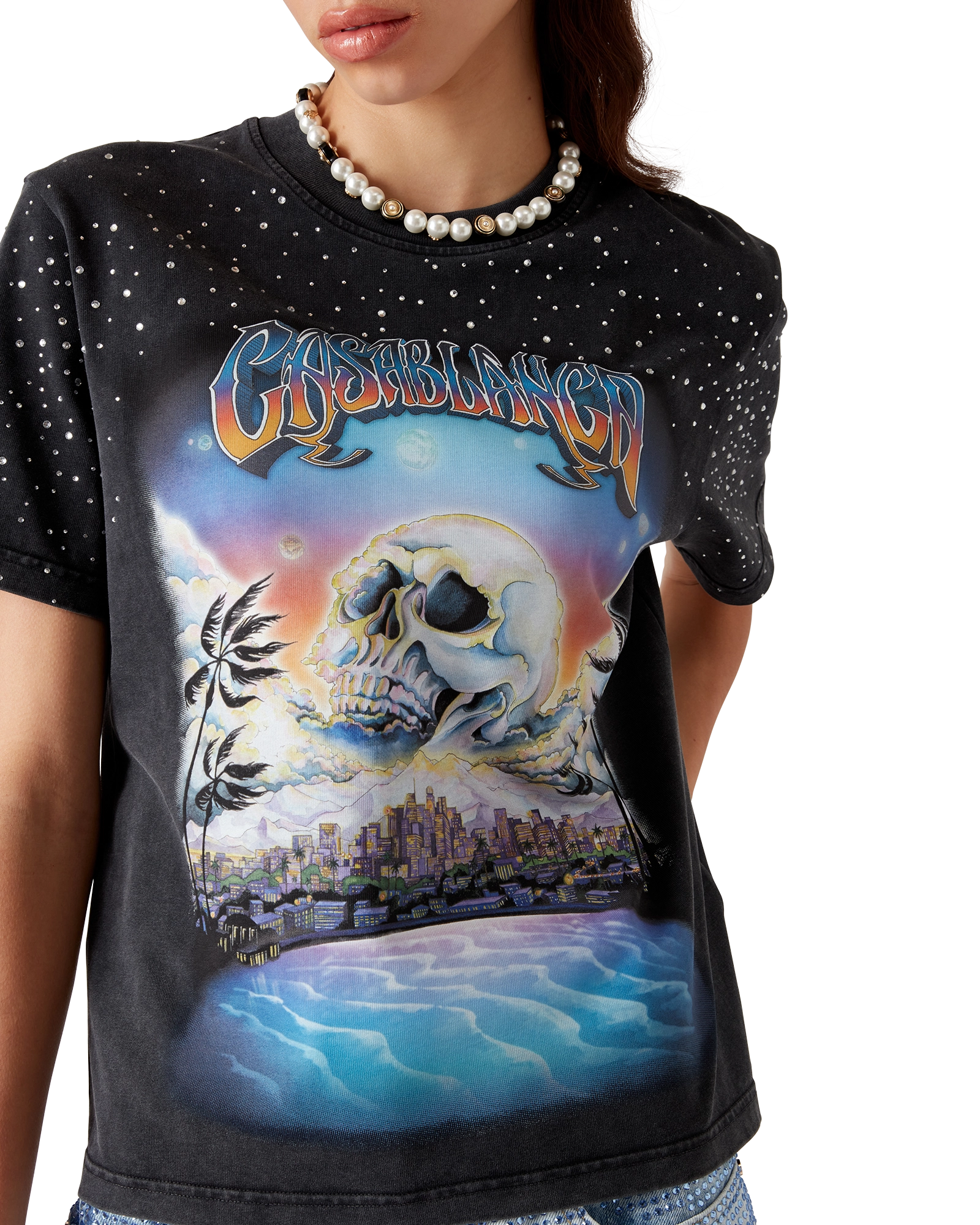 La Prémonition Crystal Embellished Short Sleeve T-Shirt - 图片 5