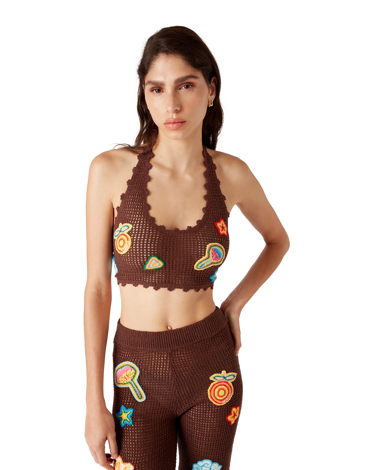 Motif Crochet Crop Top - 图片 4