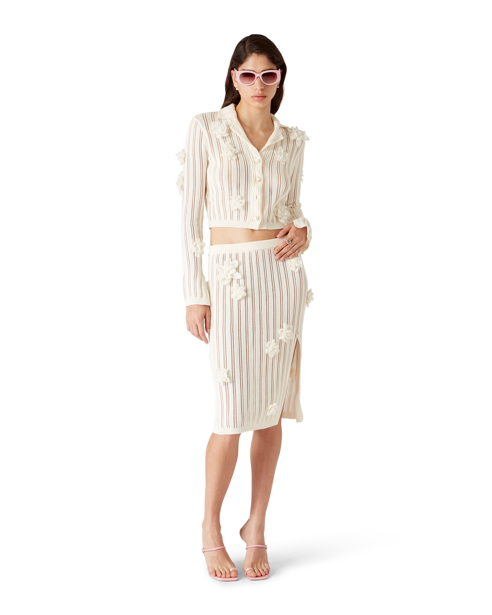 Flower Lace Knit Skirt - 图片 2