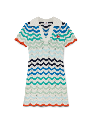 Gradient Wave Crochet Mini Dress