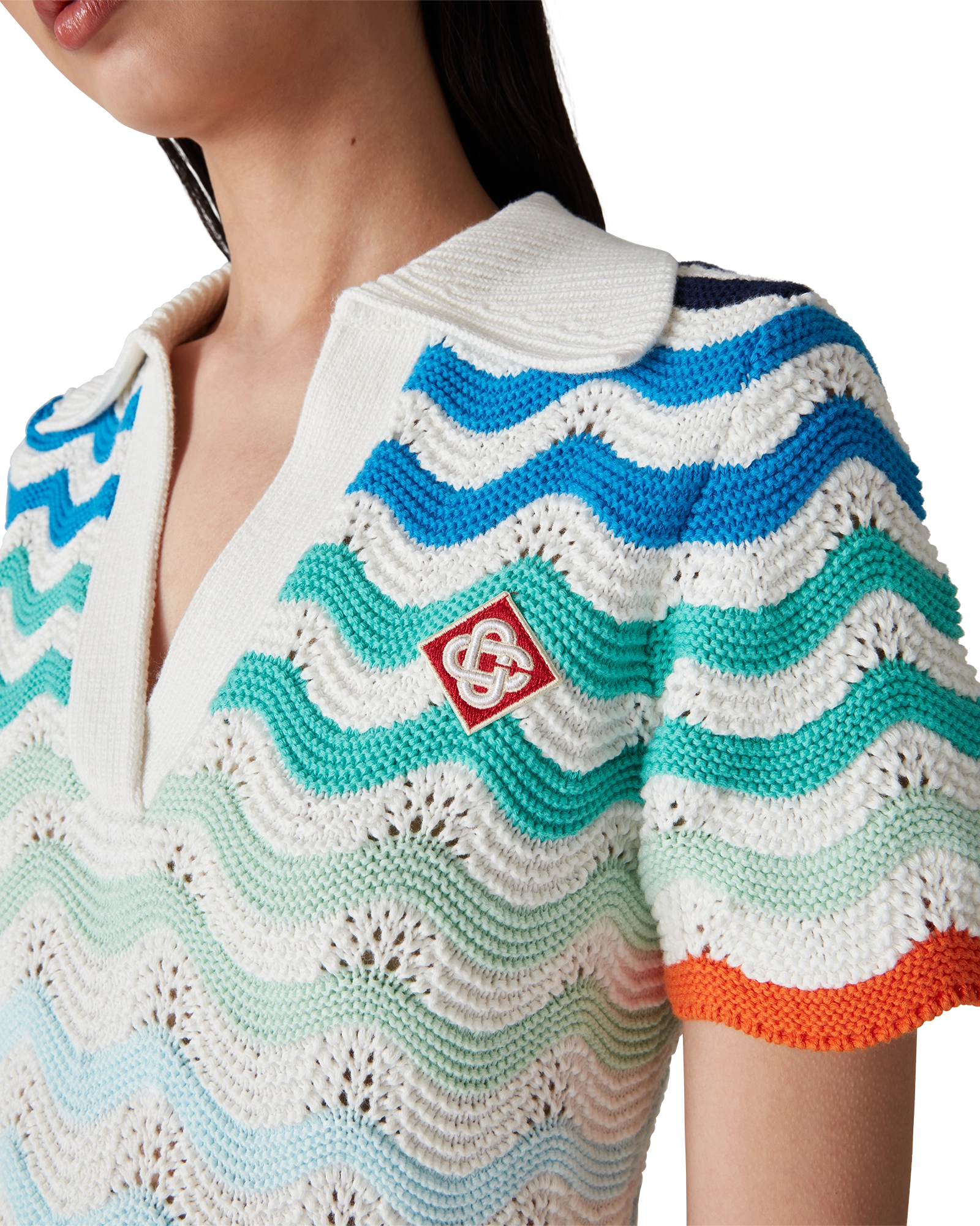 Gradient Wave Crochet Mini Dress - 图片 5