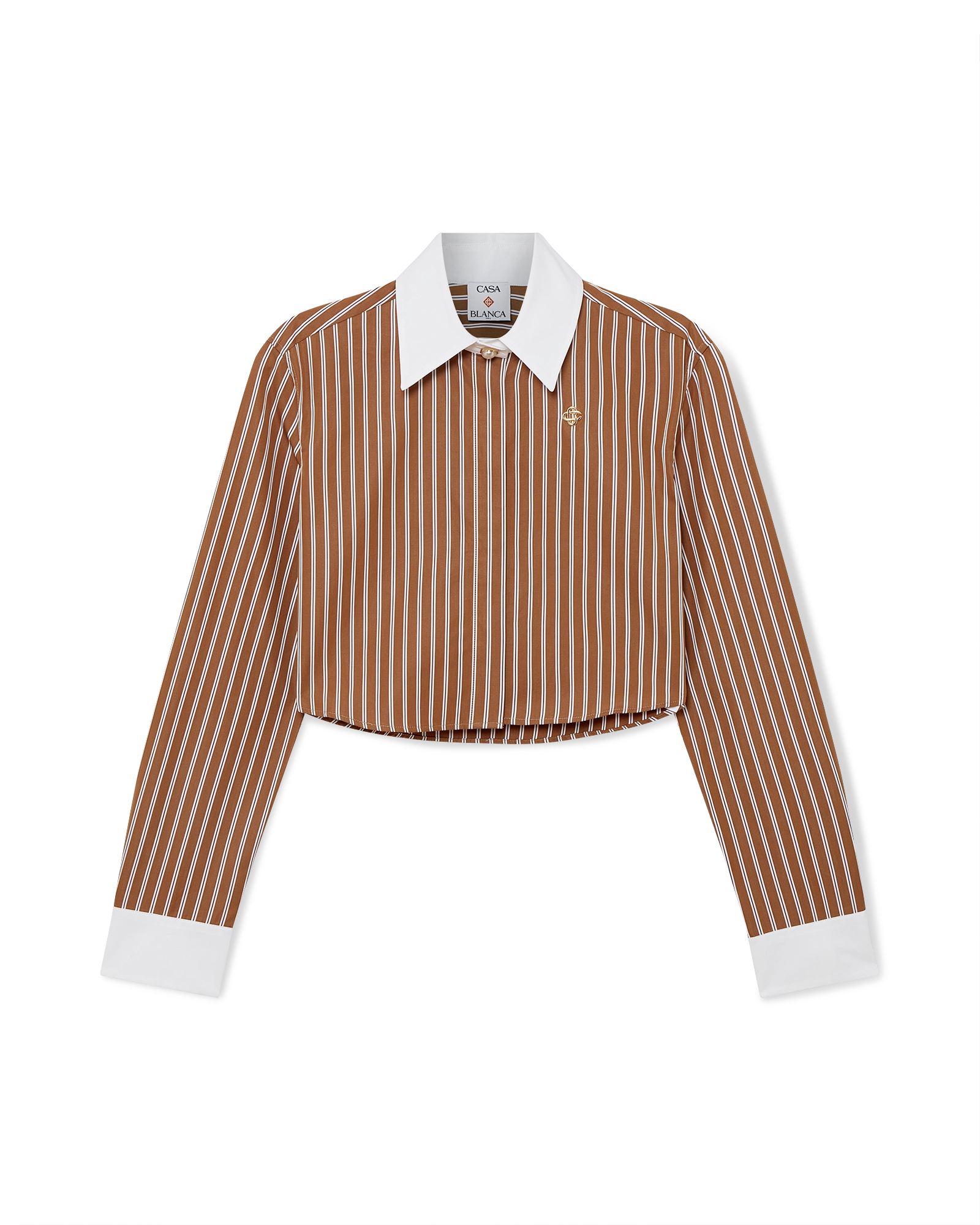 Stripe Cropped Long Sleeve Shirt