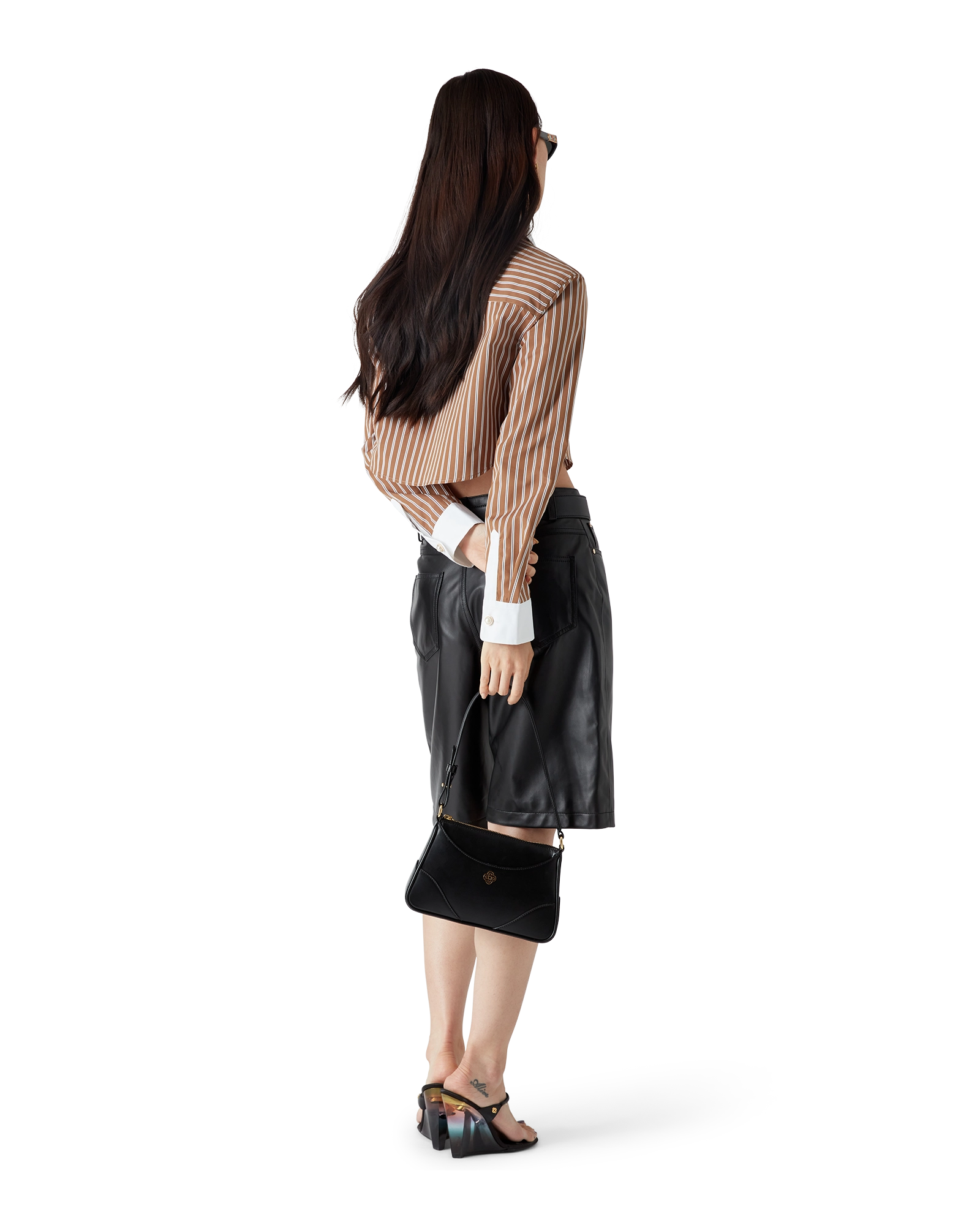 Stripe Cropped Long Sleeve Shirt - Image 3