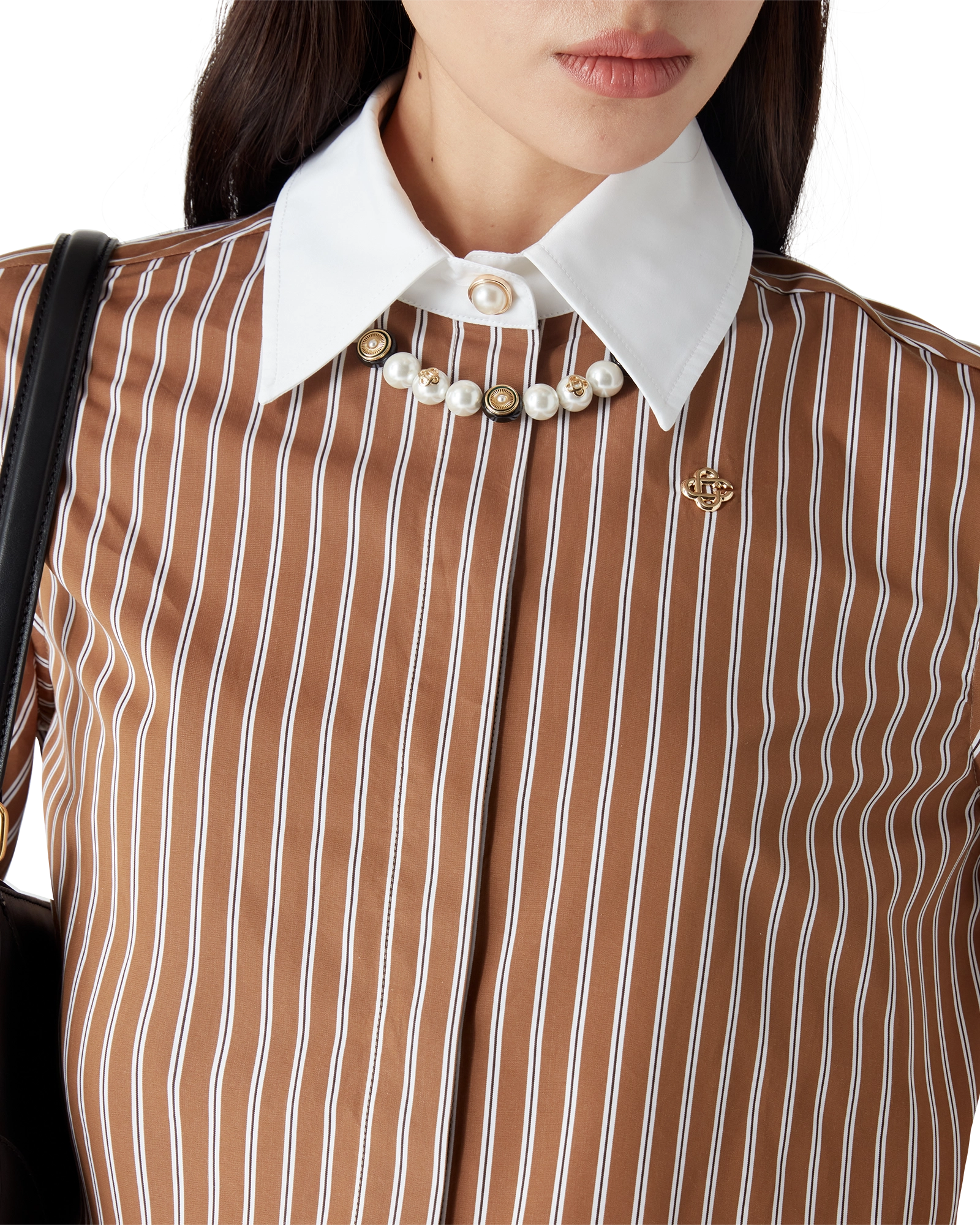 Stripe Cropped Long Sleeve Shirt - Image 4