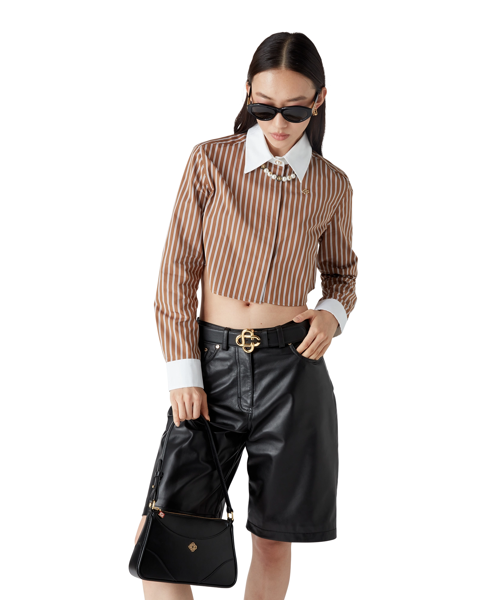 Stripe Cropped Long Sleeve Shirt - Image 5