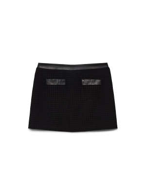 Open Weave Tailored Mini Skirt