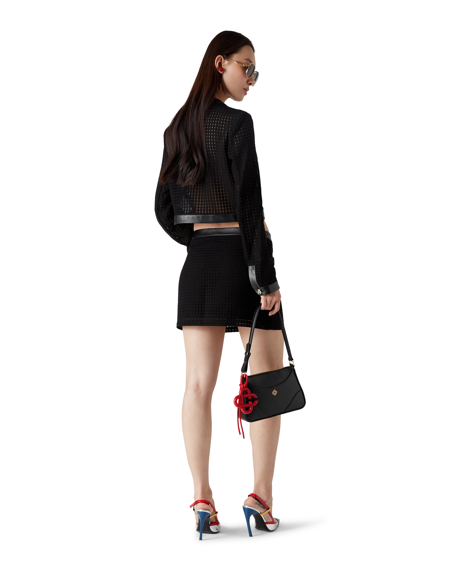 Open Weave Tailored Mini Skirt - 图片 3