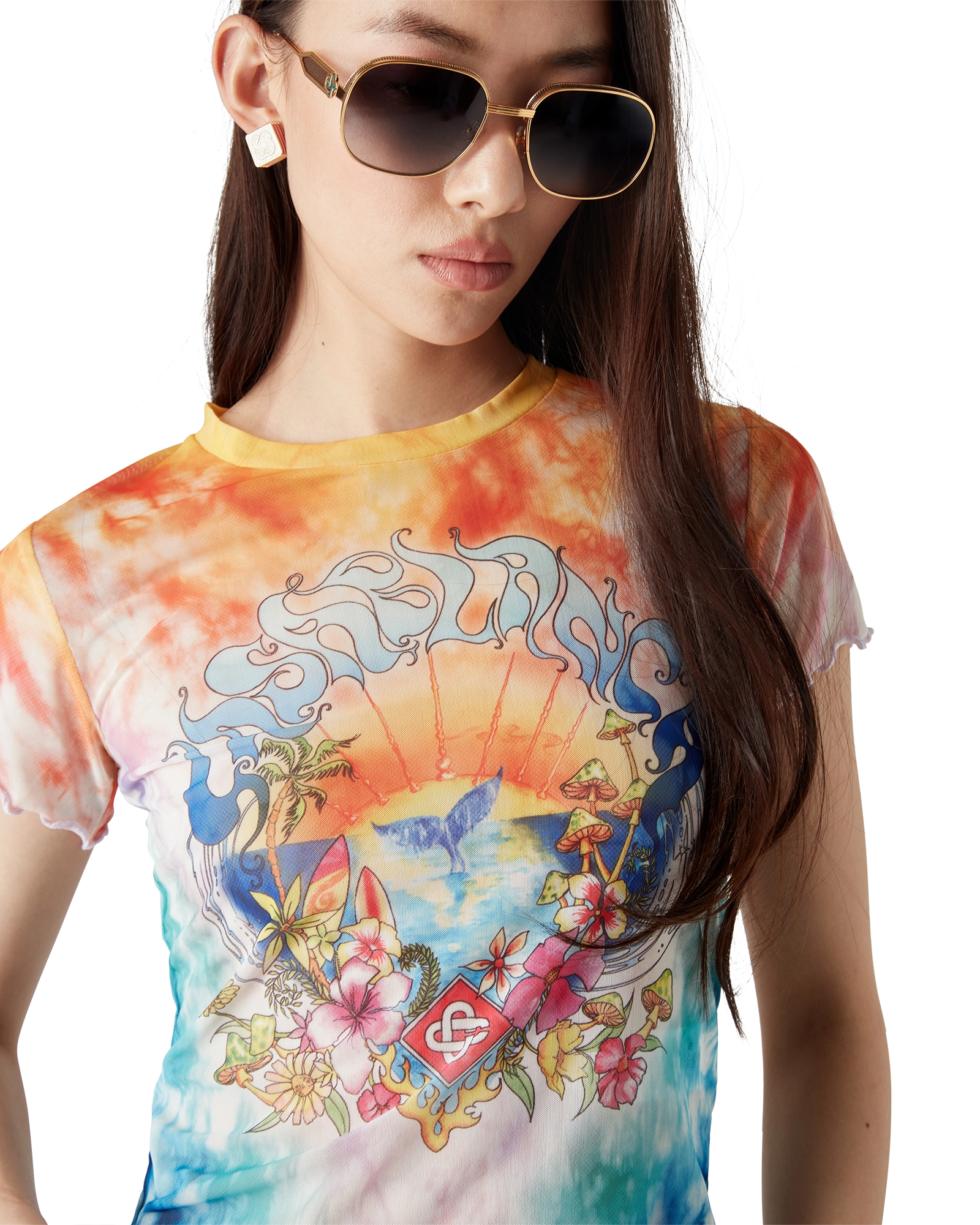 Surf Trip Tie Dye Mesh Short Sleeve T-Shirt - 图片 5