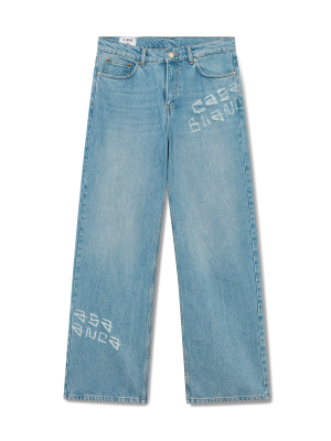 Graffiti Distressed Denim Jeans