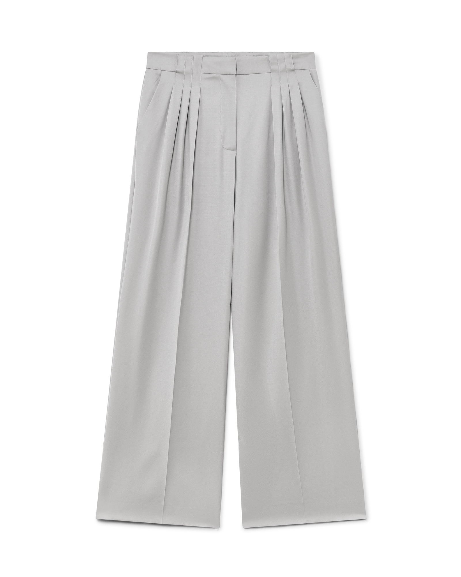 Wool Triple Pleat Tailored Trousers