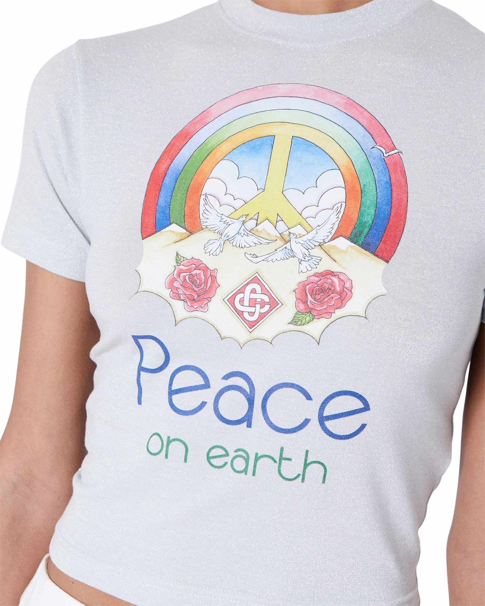 Peace On Earth Cropped Short Sleeve T-Shirt - 图片 4
